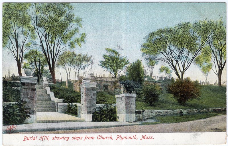 Plymouth, Mass, Burial Hill, showing steps from Church