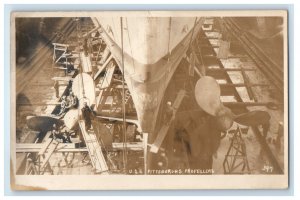 c1920's USS Pittsburgh Propellers Ship US Navy Sailors RPPC Photo Postcard