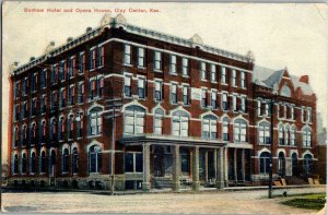 Bonham Hotel and Opera House, Clay Center KS Vintage Postcard D32