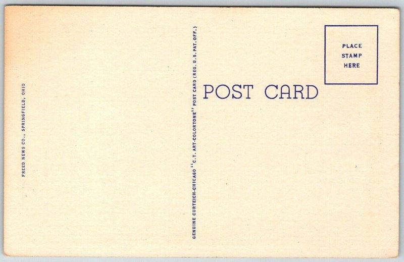 Springfield Ohio 1940s Postcard US Post Office building Flag