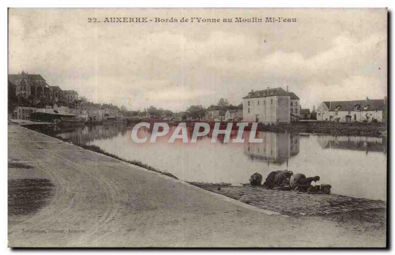 Auxerre CPA Bords de l'Yonne au moulin Mi l'eau (lavandieres)