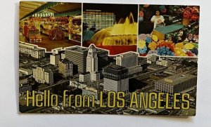 Vintage Postcard Hello from Los Angeles, California Shops Scene K2