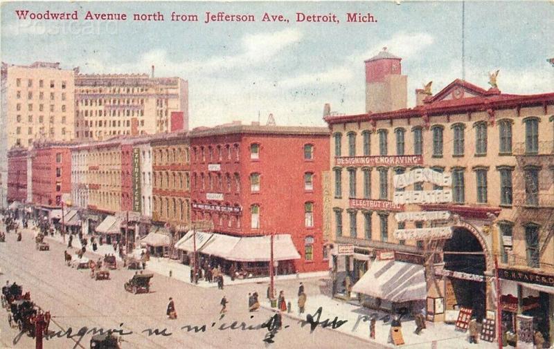 MI, Detroit, Michigan, Woodward Avenue, North from Jefferson