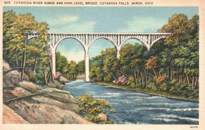 Vintage Postcard Cuyahoga River Gorge And High-Level Bridge Cuyahoga Akron Ohio