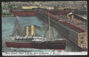 North German Lloyd S.S. Co. Piers at Hoboken, N.J., Early Postcard, Used in 1911