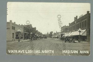 Madison MINNESOTA RPPC 1915 MAIN STREET nr Dawson Bellingham Milan Appleton