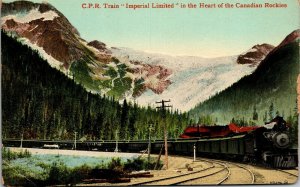 Postcard AB Imperial Limited Train in the Heart of Canadian Rockies ~1910 M67