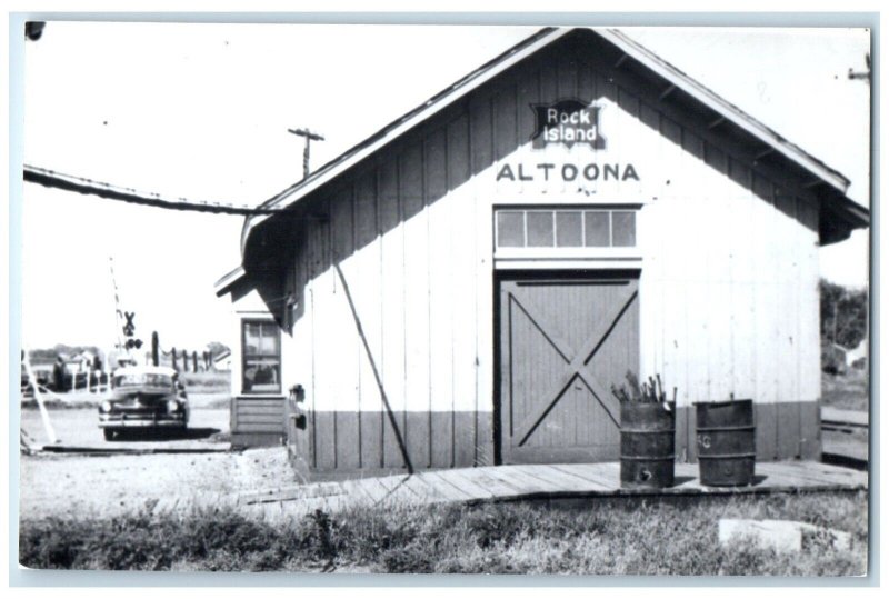 c1960 Cri&p Altoona Rock Island Iowa IA Train Depot Station RPPC Photo Postcard