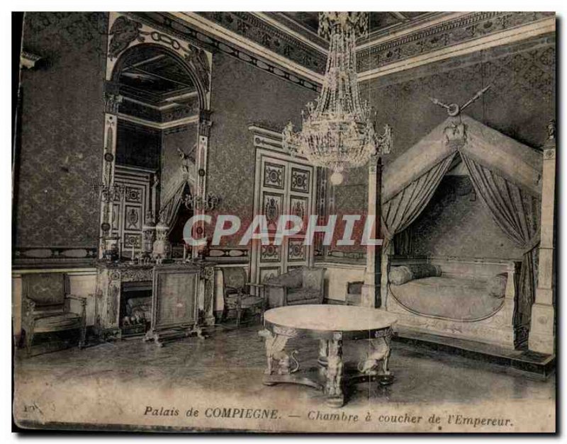 Postcard Old Palace of Compiegne Bedroom Emperor