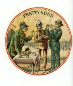 1870s-80s Outer Cigar Box Label Pretty Good Seaside Men Smoking Fab! &L