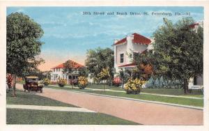 F7/ St Petersburg Florida c1915 Postcard 16th Street Beach Drive Homes