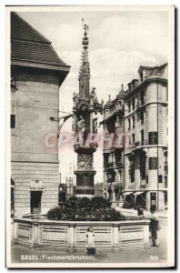 Old Postcard Basel Fischmarktbrunnen