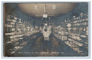 Corning Missouri Drug Store Interior WC Pearson Real Photo Postcard RPPC