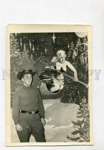 3117908 RUSSIA Soldier & WITCH Vintage REAL PHOTO