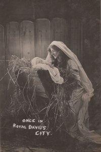 Once In Royal Davids City Old Yorkshire Nativity Real Photo Postcard