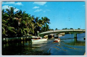 One Of Many Beautiful Canals In Enchanting Florida, Vintage 1962 Chrome Postcard