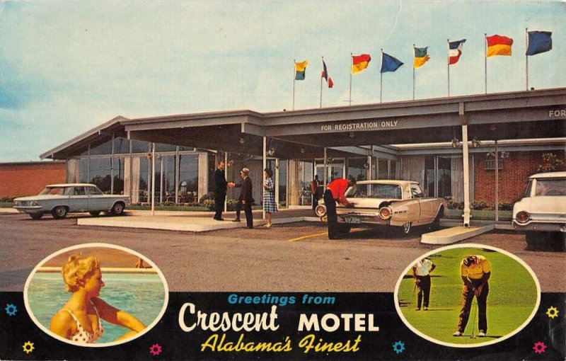 Decatur Alabama Crescent Motel Exterior Vintage Postcard KK1231