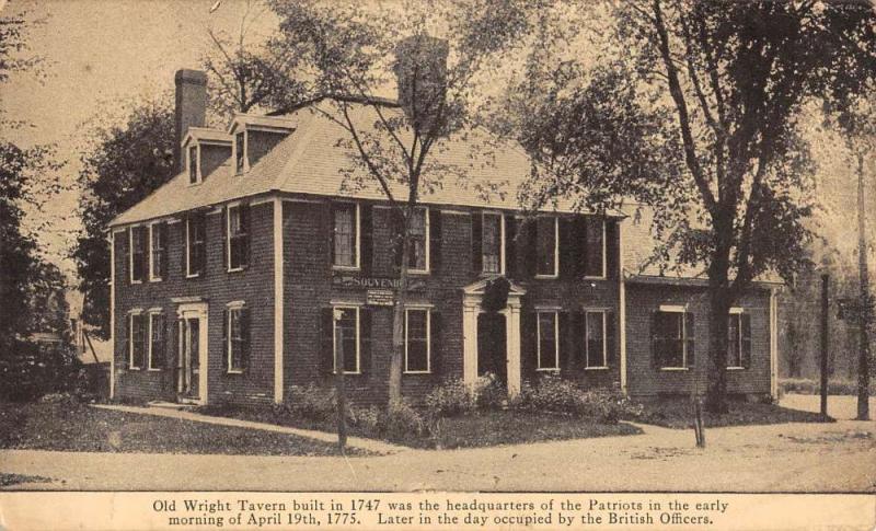 Boston Massachusetts Old Wright Tavern Street View Antique Postcard K92711