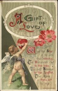 Valentine - Adorable Cupid Hanging Heart - John Winsch c1910 Postcard