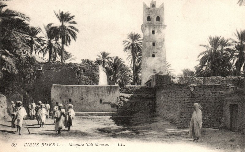 Vieux Biskra Mosquee Sidi Mousso Biskra Algeria Vintage Postcard c1910