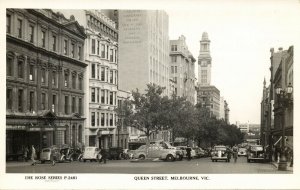 australia, VIC, MELBOURNE, Queen Street, Car, Rose Series RPPC Postcard