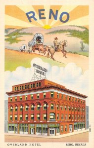 Reno Nevada Overland Hotel Linen Vintage Postcard AA20932