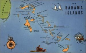 Bahama Islands Map Postcard
