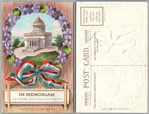 PATRIOTIC ANTIQUE EMBOSSED POSTCARD IN MEMORIAM TO THOSE WE FOUGHT FOR US