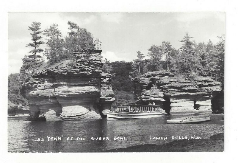 Postcard The Dawn At The Sugar Bowl Lower Dells Wis. Standard View Card RPPC