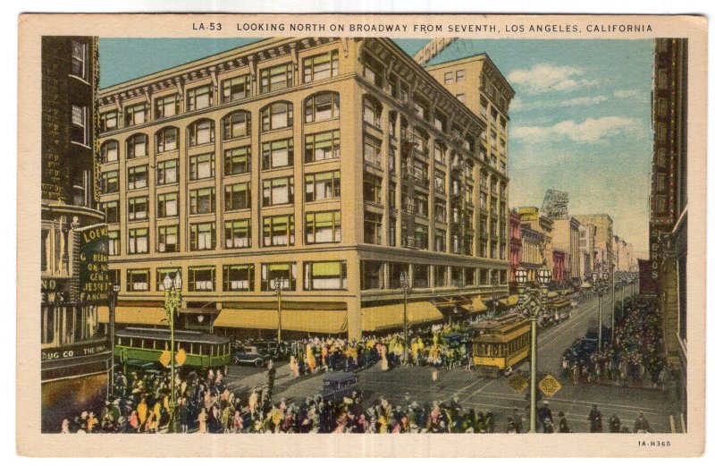 Los Angeles, California, Looking North On Broadway From Seventh