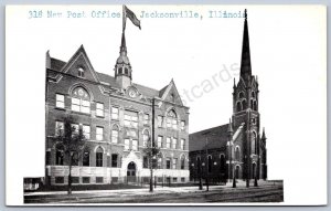 K44/ Jacksonville Illinois RPPC Postcard c40-50s New Post Office 285