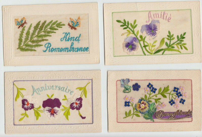 EMBROIDERED SILK COLLECTION 482 Vintage Postcards with BETTER Pre-1940 (L3134)