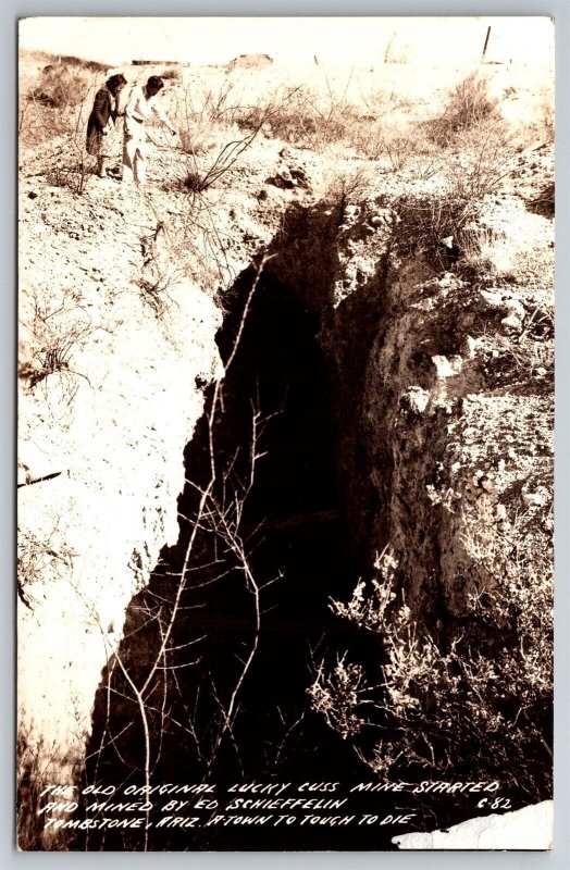 RPPC Original Lucky Cuss Mine Ed Schiefflin Prospector Tombstone AZ Postcard R22