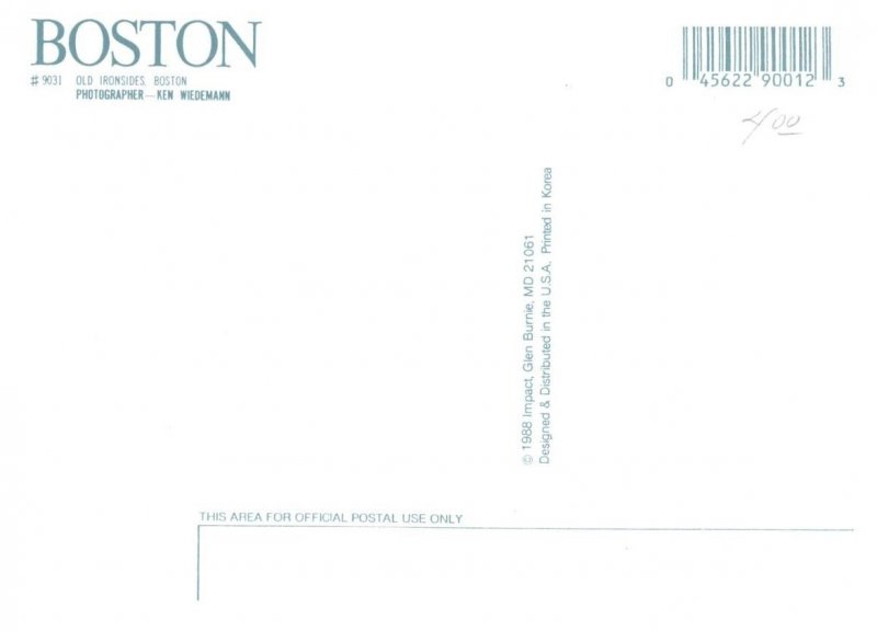 Old Ironsides Boston Massachusetts Postcard