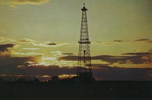 Silhouette of Oil Well Unknown Location Energy Industry Vintage Postcard D10c