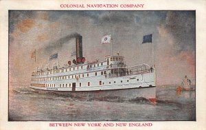 COLONIAL NAVIGATION CO. SHIP BETWEEN NEW YORK & NEW ENGLAND POSTCARD 1929