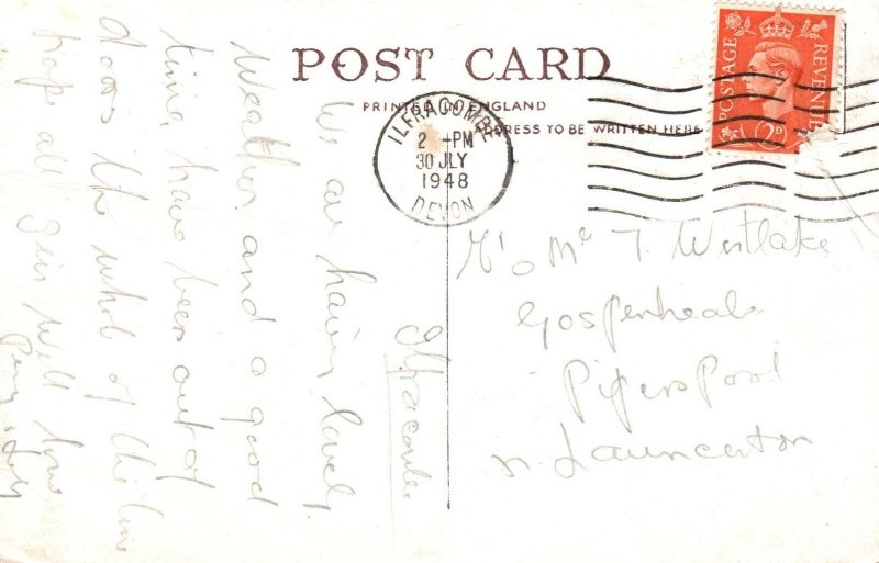 VINTAGE POSTCARD GREETINGS FROM ILFRACOMBE DEVON ENGLAND 1948 MULTI-VIEW CORNER