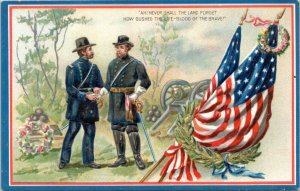 Postcard Patriotic Tuck Decoration Day 158 - Soldiers Flag cannon embossed