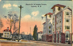 Laconia NH Church Street & Laconia Tavern Postcard