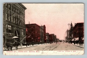 Saginaw MI-Michigan Genesse Avenue, Shops, Horse Carriage Vintage c1908 Postcard
