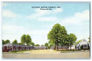 c1940 Uptown Motor Courts Inc. & Restaurant Cottages Fitzgerald Georgia Postcard