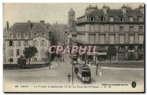 Old Postcard Caen Place Alexandre III And The Rue Saint Jean Tram