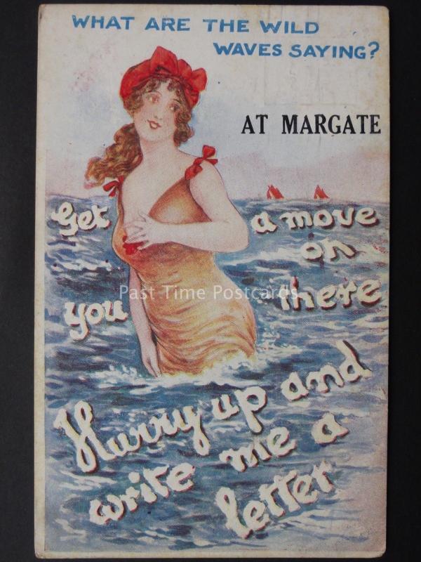 Kent MARGATE What Are The Wild Waves Saying c1921 Postcard by W.B. 359