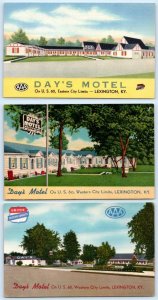 3 Postcards LEXINGTON, Kentucky KY ~ Roadside DAY'S MOTEL c1940s Linen J.B. Day