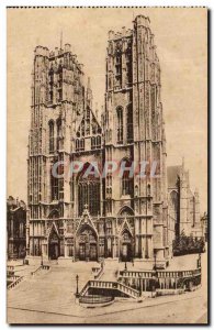 Old Postcard Brussels Collegiate Ss Michel Gudule External view