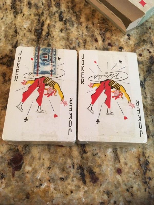 Redi-Slip Double Deck Playing Cards Remembrance Tax Stamp, Jokers,LOU BREESE 50s