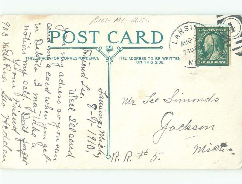 Divided-Back FACTORIES BEHIND BRIDGE Lansing Michigan MI d5044