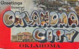 GREETINGS FROM OKLAHOMA CITY OKLAHOMA LARGE LETTER POSTCARD 1957