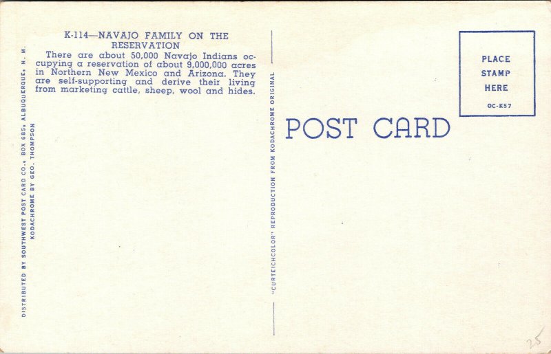 Vtg 1950 Navajo Family On The Reservation Native American Postcard