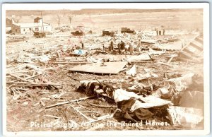 c1940s Deadly Tornado RPPC Pitiful Sights Farm House Ruins Real Photo PC A124